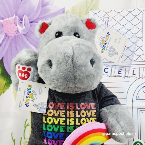 NWT Build A Bear Pride HIPPO & Rainbow Shirt Shorts, Wristie LGBTQ Clothes Heart - Picture 2 of 16